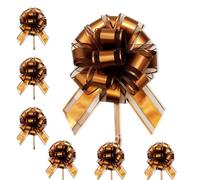 6P 7in/5cm Large Pull Bows Gift Wrap Bows for Gift Wrapping,Coffee-colored Pull Bow Ribbon for Present Wedding Car Gifts Basket,Christmas Pretied Gifts Wrapping Bow for Flower Wedding Birthday Decor