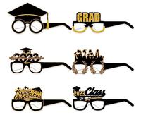 6P Graduation Eyeglasses Photo Booth Props for 2023 Graduation Decorations,Graduation Props Fancy Paper Eyeglasses for Congrats Class 2023 Graduate Celebrations Family Graduating Party Supplies
