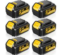 6PACK 18V 8.0Ah Lithium-ion Battery Replacement for Dewalt 18V Battery DCB184 DCB200 DCB200-2 DCB201 DCB203 DCB201-2 Compatible with Dewalt 18 Volt Cordless Power Tools (6PACK)