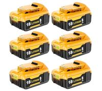 6PACK 18V 8000mAh Lithium-ion Battery Replacement for Dewalt 18V Battery Compatible with Dewalt Battery Cordless Power Tool DCB184 DCB180 DCB181 DCB182 DCB200 DCB201 DCB204 with LED Indicator