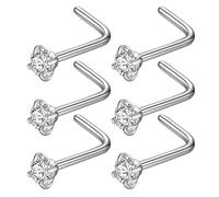 6Pack 316L Surgical Steel Nose Studs - Nose Piercing Jewelry for Women - Nose Studs Sterling Silver Design - Ideal for Nostril Piercing - Comfortable Fit