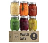6Pack 475ml Mason Jar with Anti-Slip Design & Measuring Scale - Premium Thickened Calcium Glass, Lead-Free, Leak-Proof Lid with Plastic Seal, 7cm Wide Mouth, Ideal for Storage, Preserves & More