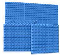 6Pack 50x50x5cm Acoustic Foam Studio Soundproof Sound Absorption Treatment Noise Insulation Eliminate Echoes Panels for Car, Studio, Home(Blue)