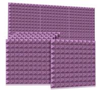 6Pack 50x50x5cm Acoustic Foam Studio Soundproof Sound Absorption Treatment Noise Insulation Eliminate Echoes Panels for Car, Studio, Home(Purple)