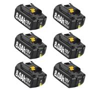 6Pack 8.0Ah 18V BL1860 Replacemnet for Makita Battery Compatible with Makita 18V Battery BL1860 BL1860B BL1850 BL1840 BL1830 DC18RA DC18RC DC18RD (6PACK)