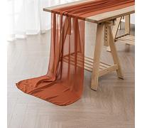 6Pack 9ft Chiffon Table Runner 14x108 Inch Sheer Romantic Table Runner for Wedding Birthday Party Bridal Shower Outdoor Decoration-Rust
