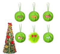 6Pack Christmas Ball Ornaments, Green Fluffy Ornaments, Plush Hanging Christmas Balls With Strings, Plush Baubles Holiday Decoration Balls, Cozy Holiday Tree And Room Decor For Parties Or Mantels