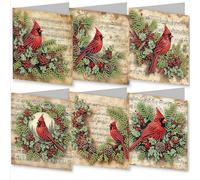 6Pack Christmas DIY Diamond Greeting Cards Set,5D DIY Diamond Art Painting Greeting Card,Holiday Thank You Cards Blessing Greetings C ard,Christmas Card Making Kits for Family Friends