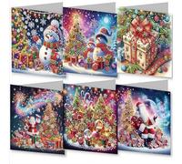 6Pack Christmas DIY Diamond Greeting Cards Set,5D DIY Diamond Art Painting Greeting Card,Holiday Thank You Cards Blessing Greetings C ard,Christmas Card Making Kits for Family Friends
