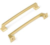 6pack Cupboard Handles 160mm Gold Kitchen Handles Solid Brushed Brass Cabinet Handles goldenwarm-LS9136BB160 Square Drawer Handles Zinc Alloy Wardrobe Handles