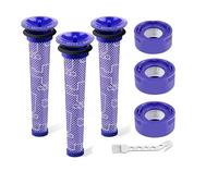 6Pack Filter Replacement for Dyson V7 V8, Washable 3 Pre + 3 Post Motor Vacuum Filter Kit with 1 brush Compatible with Dyson V7, V8 Animal and V8 Absolute Cordless Vacuum, Part # 965661-01 & 967478-01