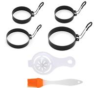 6Pack Fried Egg Ring, Stainless Steel Egg Rings for Frying with Anti-Scald Folding Handle with 4 Egg Fryer, Egg Brush and Egg Filter Suitable for Sandwiches, Breakfast Household Kitchen Cooking Tool