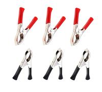 6Pack Heavy Duty Pure Copper Crocodile Clamps Alligator Clips Car Booster Cable Clips Battery Clamps for Car Auto (3Pcs Red +3 Pcs Black)