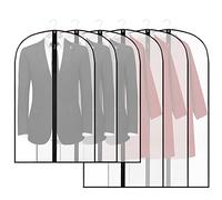 6Pack in 2 Sizes Breathable Clothes Covers with Zip, Hanging Garment Covers Bags, Moth-Proof Storage Bag for Men Suit, Dress Bag Covers, Dust Cover Bag for Wardrobe Storage Travel, Clear
