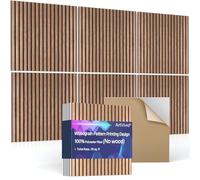 6Pack Large Acoustic Panels, Self-Adhesive Soundproof Wall Panels, Sound Proof Foam Panels for Walls, Decorative Acoustic Wall Art for Recording Studio, Home, 24×24×0.4", Traditional Walnut Color