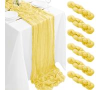 6Pack Light Yellow Cheesecloth Table Runner 35x120Inch Spring Easter Cheese Cloth Table Runner 10FT Boho Gauze Table Runners Rustic Sheer Table Runners for Wedding Bridal Baby Shower Party Decor
