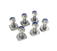 6pack/lot T Slot Bolts For Roof Rack W/Locknut M8 T Bolts With 27 mm Threaded Stainless Steel Strong And Sturdy