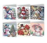 6Pack Merry Christmas Diamond Art Painting Greeting Card Kits, 2026 New 5D DIY Snowman Santa Claus Christmas Tree Birthday Holiday GreetingCard,DIY Retro Craft Diamond Greeting Card Art Kits XmasGift