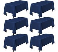 6Pack Navy Blue Tablecloths for 6 Foot Rectangle Tables 60 x 102 Inch Rectangle Table Cloth Polyester Fabric Washable Table Cloth for Wedding Reception Banquet Party Restaurant Tables Decorate