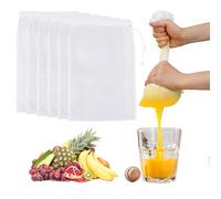 6Pack Nut Milk Bag Strainer, 6 X 8 in Nylon Cheese Cloth Bags Muslin Cloths, Reusable 200 Mesh Fine Mesh Bag for Straining Fruit Juice Cheese Coffee Tofu Yogurt Tea
