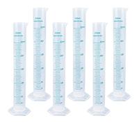 6Pack Plastic Graduated Cylinder 250 ml Transparent Measuring Cylinder Set, Science Measuring Test Tube Flask, Graduated Cylinder Beaker with 2-Sided Marking & Pour Spout for Home and School Science