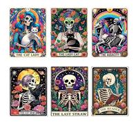6Pack Skull Diamond Art Kits for Adults, Halloween Skull Tarot Diamond Painting Kits for Beginners, 5D Full Drill Crystal Arts and Crafts Gem Art Painting Kit for Home Decor Festival Gift 12x16 Inch