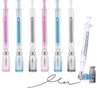 6Pack Syringe Shaped Gel Pens,2026 New Creative Syringe Shaped Gel Ink Pen,Funny Needle Tube-Shaped 0.38mm Black Neutral Pen,Novelty Ballpoint Pens for Office Supplies,Gifts for Adults Nurse Doctor