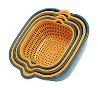 6Pack Vegetable Washing Baskets, 2-in-1 Drain Colander Bowl Set Double-Layer Stackable Vegetable Sinks Strainer and Washing Fruits and Vegetables Kitchen Colander Set