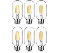 6PACK Vintage LED Filament Bulb T45 6W LED Light Bulb, Medium Screw E27 Base, Warm White 2700K, LED Edison Bulb 60W Equivalent, 220VAC, Dimmable (6)