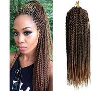(6Packs,45.7cm) Senegalese Twist Crochet Braids Hair Extensions Synthetic Braiding Small Havana 2X Twist Braids High Temperature Fiber hair 30Stands/Pack (T27#)