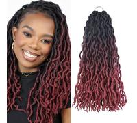6Packs Faux Locs Crochet Hair 18inch Ombre Soft Gypsy Goddess Locs Wavy Braids 3 Tone Deep Curly Wavy Twist Braiding Hair Extensions (1B/530/350, 18 Inch(Pack of 6))