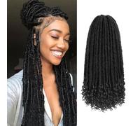 6Packs Goddess Faux Locs Crochet Hair 16 Inch Straight Goddess Locs with Curly Ends Synthetic Crochet Hair Braids for Black Women(1B#)