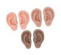 6Pair 3 Color Artificial Silicone Ear Simulation Silicone Ear Model for Nursing Student Piercing Training and Education Realistic Elastomer Piercing Tool