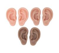 6Pair 3D Silicone Ear Model for Piercing Practice 3 Color Realistic Simulation Ear Piercing Practice Model Teaching Aid Clinical Training Novices