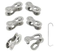 6Pairs 12 Speed Chain Link Connector - Quick Release Durable Bicycle Missing Link, with 1 Chain Hook, 12-Speed Chains, Silver, Steel