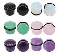 6Pairs 4g-11/16” Multiple Stone Single Flared Ear Plugs with Silicone O-Ring Expander Gauges