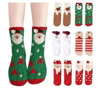 6pairs Christmas Fuzzy Socks,Soft Winter Fleece Socks for Women Girls,Warm Slipper Christmas Stocking with Cute Xmas Tree,Snowman,Santa,Snowflake,Warm Xmas Gifts for Winter Indoor