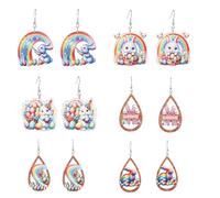 6Pairs Colorful Easter Earrings for Women Wooden Bunny Drop Earrings Cute Spring Rabbit Egg Earring Set Easter Theme Festive Party Jewelry, one size, Wood, No Gemstone