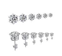 6Pairs Cubic Zirconia Earring Studs for Women Delicate Tiny Ear Jewelry Creative Design for Everyday Wear Sensitive Fashion Accessories