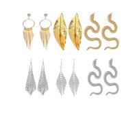 6Pairs Gold Hoop Earrings Set for Women Multipack,Dangle Tassel Boho Punk Disco Ball Earrings Snake Long Layered Crystal Long Statement Earrings Stud, Metal, alloy