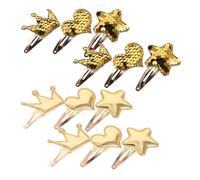 6Pairs Hair Accessories Glitter Heart Star Clips for Little for Birthday Parties Holiday Outfits Gentle Hair Interactive Sequin Fun