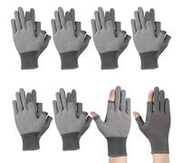 6Pairs Half Finger Gardening Gloves for Men Halffinger Work Gloves Men, Working Glove with Secure Grip on Fingers, Rubber and Nylon Non-Slip Glove Great for Gardening, Mechanic, Driving, Construction