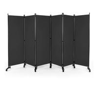 6Panel Folding Room Divider 172cm Rolling Privacy Screen w/ Lockable Wheels COSTWAY Grey One Size