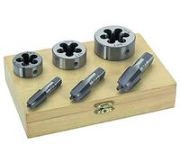 6PC 1/4 3/8 1/2 Steel TAP & DIE Tool Threader Thread KIT Pipe Threading by Drill Bits