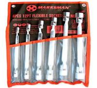 6Pc 12Pt Socket Wrench Set Double Head Flexi Head Garage Tools Chrome Flexible