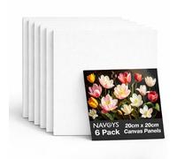 6pc 20cm Blank Canvas Panel | Square Artist Boards for Artists Painting with Acrylic, Oil or Water Based Paint, Double Primed (6X 20cm Square Canvas)