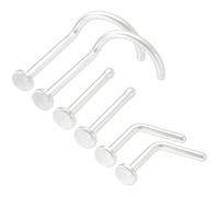 6pc 20g 0.8mm Nose Bar Piercing Jewellery Clear Retainer Keeper Bioflex Flexible Bendable Nostril L-Shaped Screw Stud