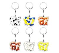 6Pc 67 Meme Keychain, Italian 67 Brainrot Cute Funny Keyring, Novelty Gift for Meme Lovers, Six Seven Gifts Decoration Birthday Valentines Gifts for Her Him Boyfriend Husband Wife Girlfriend