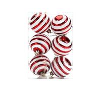 6PC 6cm Christmas Baubles Christmas Tree Decorations Set Xmas Hanging Ornaments Shatterproof Baubles for Xmas Tree Decoration Red Green White for Holiday Wedding Party Decorations