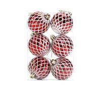 6PC 6cm Christmas Baubles Christmas Tree Decorations Set Xmas Hanging Ornaments Shatterproof Baubles for Xmas Tree Decoration Red Green White for Holiday Wedding Party Decorations